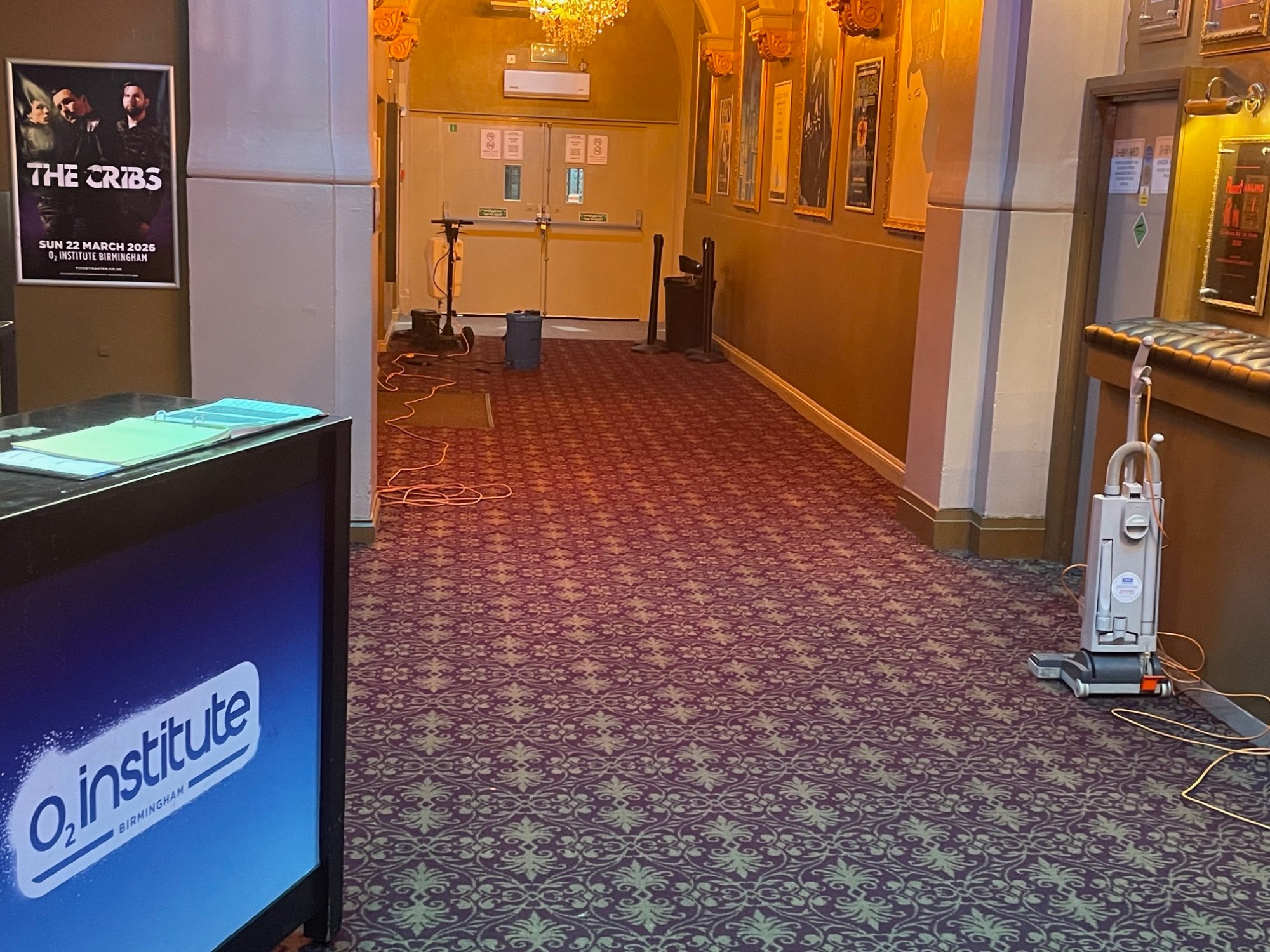 Freshly cleaned carpet at the O2 Institute Birmingham after low moisture encapsulation cleaning