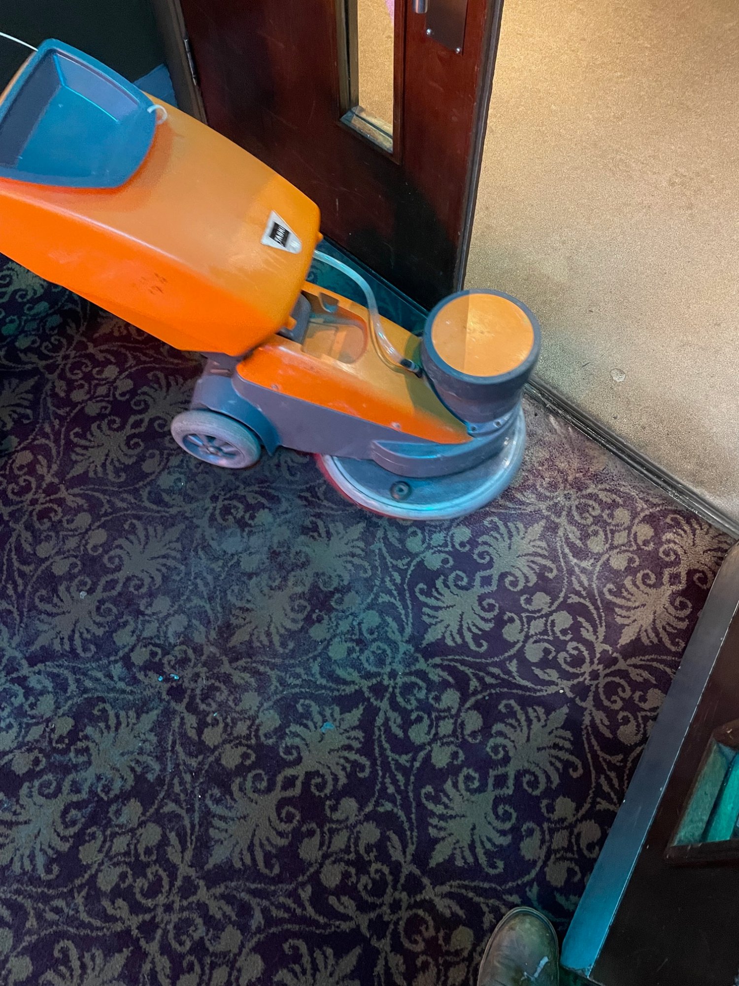 Low moisture encapsulation carpet cleaning machine in action at the O2 Institute Birmingham