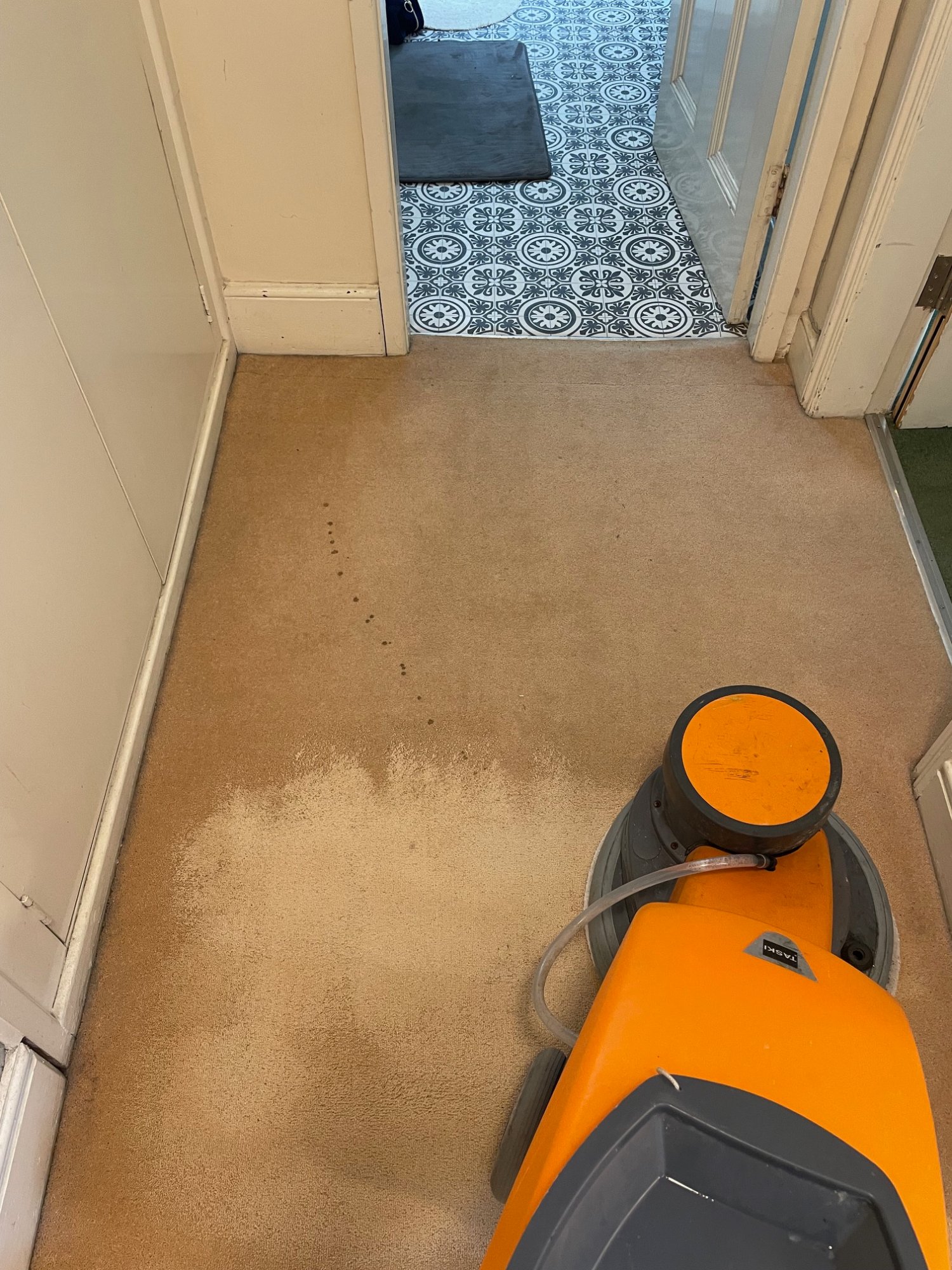 Low moisture encapsulation carpet cleaning in a student accommodation hallway in York